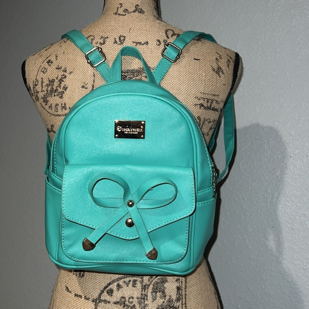 IHAYNER Mini Backpack Purse Turquoise Teal Faux Leather Bowknot Women's Bag
